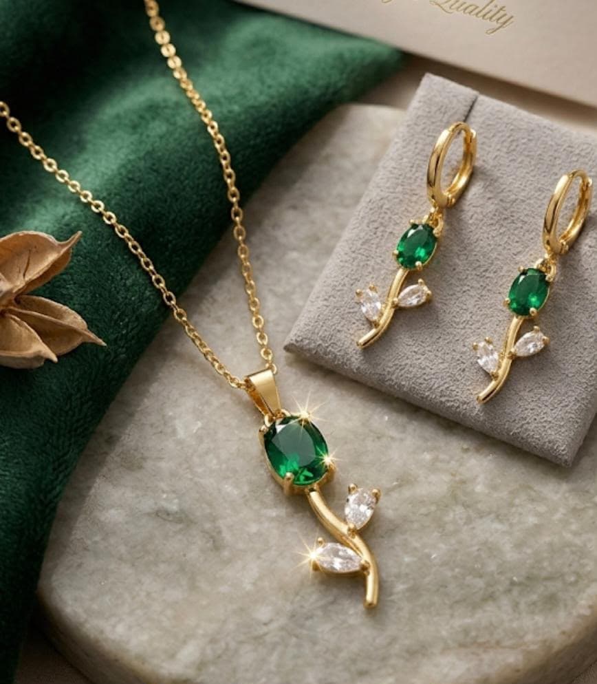 Collier Tulipe avec boucles d'oreilles