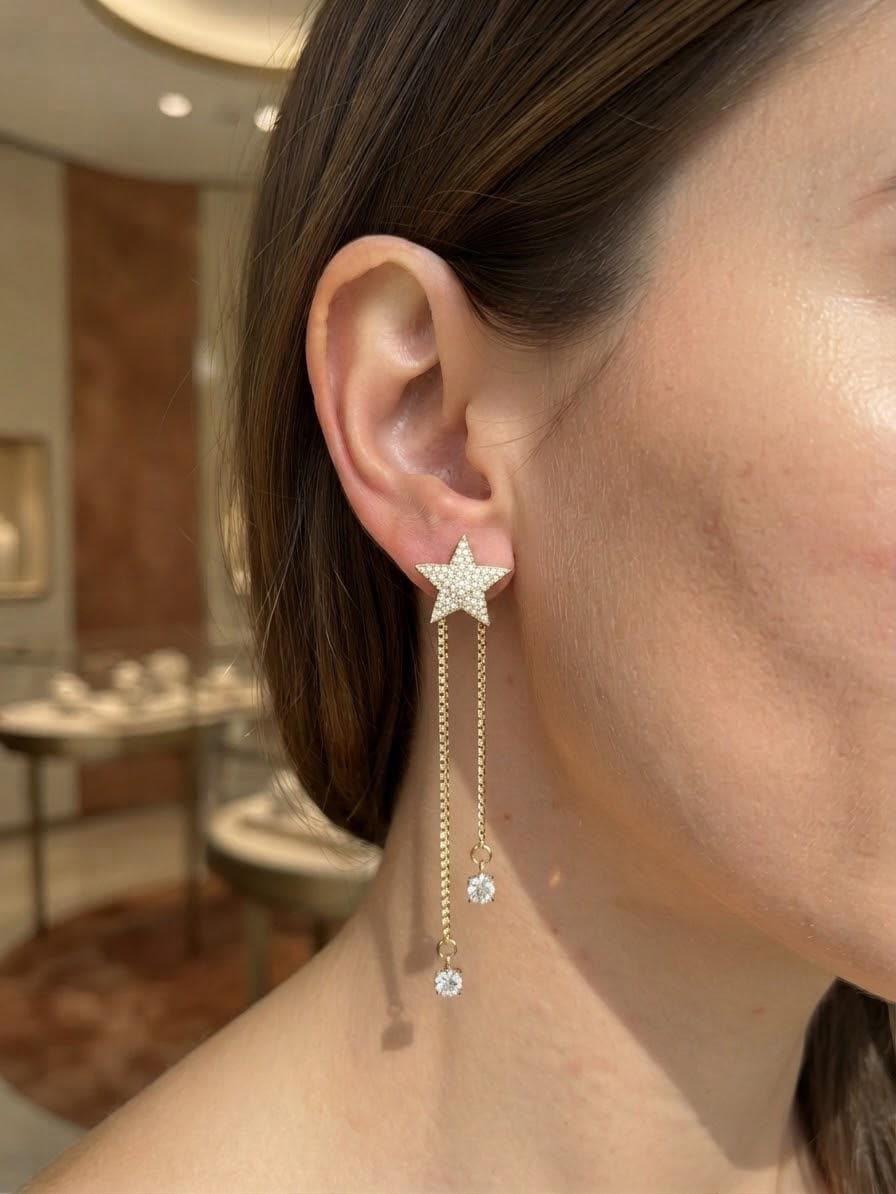 Boucle d'oreille étoile scintillante