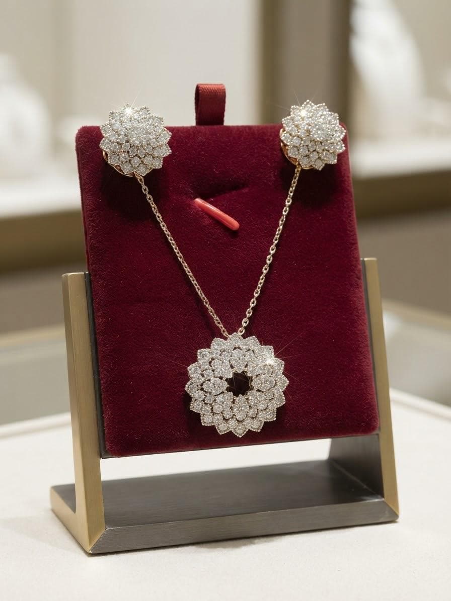 Ensemble en argenté avec zircon