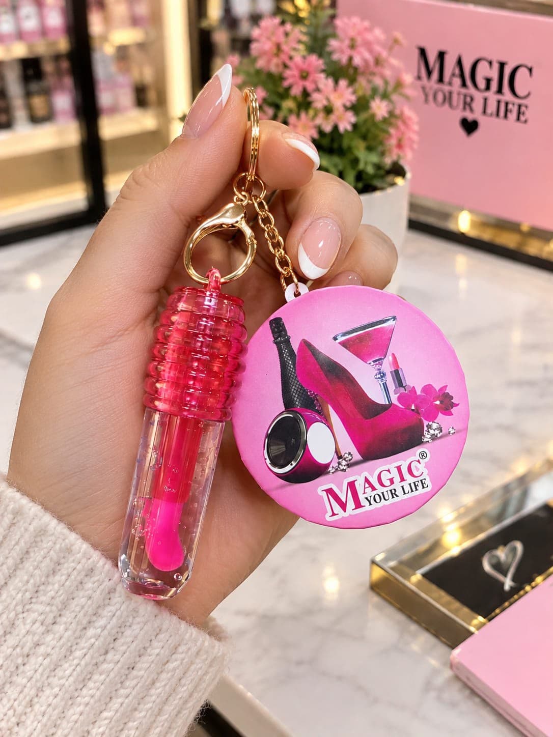 Pendentif rouge effet miroir